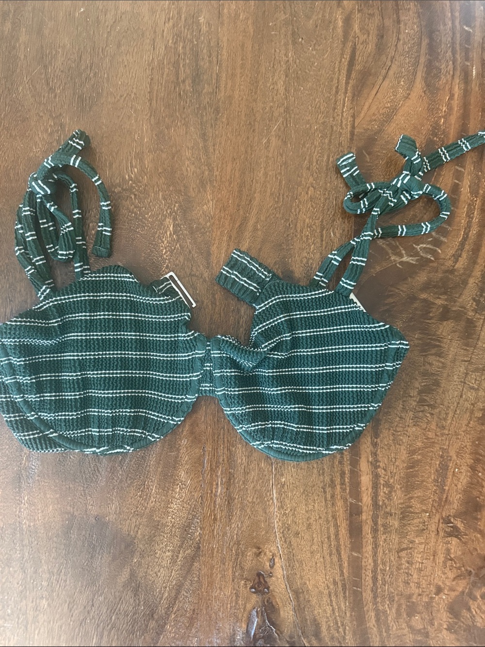 Abercrombie & Fitch Green Striped Underwire Bikini Top